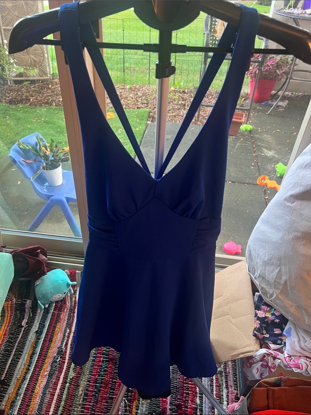 City Studio Royal Blue Midi Dress with Strappy Back
